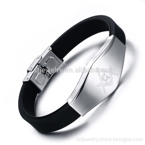 Black Stainless Steel Silicone Bracelet Bangle Masonic Bracelet For Men Alibaba Wholesale